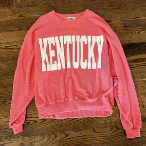 Bucket List Pink Ribbed Kentucky Crewneck Sweatshirt